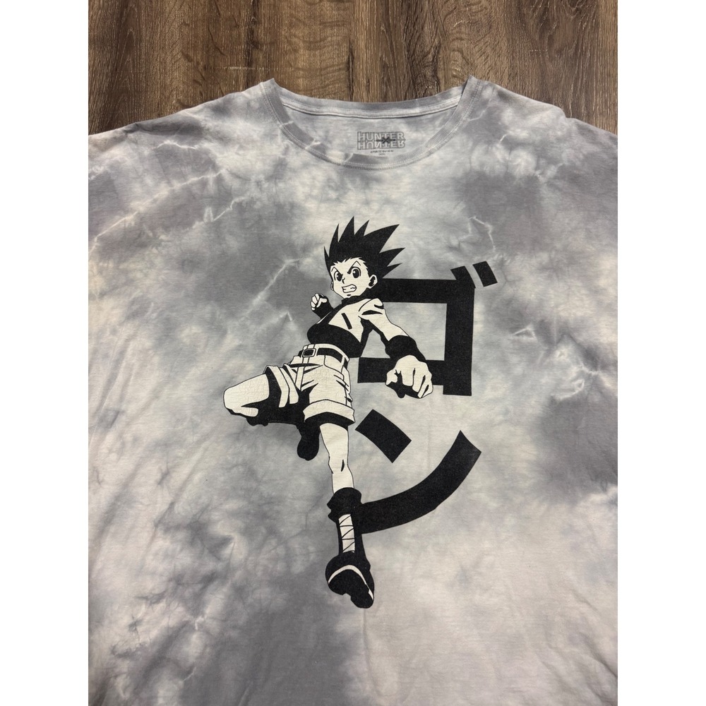 Hunter x Hunter Gon Freecss Tie Dye Graphic T-Shirt Mens XL Grey White Anime